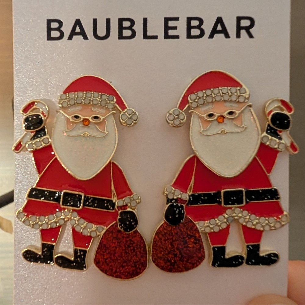 BaubleBar Jolly Santa Earrings in Red and Black